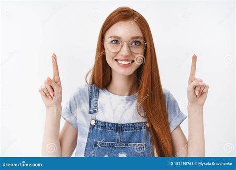 Cute Enthusiastic Redhead Female Student With Blue Eyes Freckles Joyful