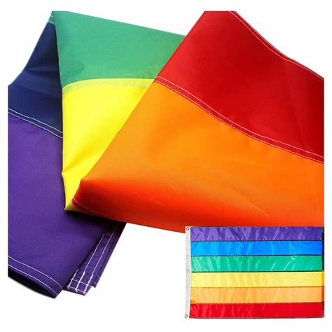 Lgbt Rainbow Flag 3x5 Foot With Sewn Stripes Brass Grommets Uv