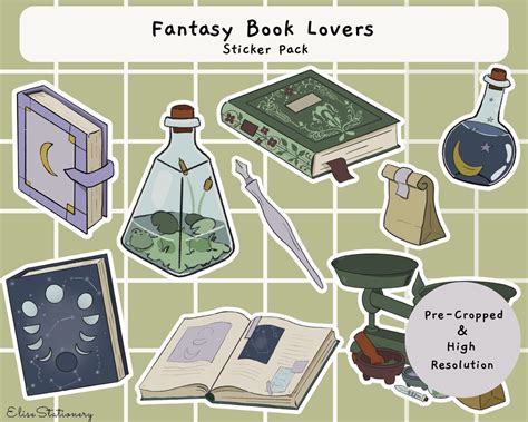 Book Lovers Digital Stickers Printable Stickers Pre Cropped Digital