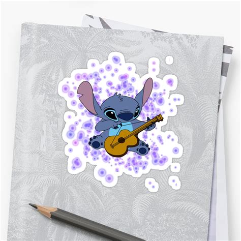 Maybe you would like to learn more about one of these? "Stitch playing the guitar" Stickers by holeighh | Redbubble