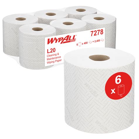 Wypall® L20 Cleaning And Maintenance Wiping Paper 7278 2 Ply Centrefeed Rolls 6 Rolls X 400