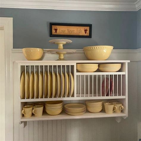 Double Deluxe Wood Plate Dish Cup Cabinet Rack Shelf Kitchen Solid