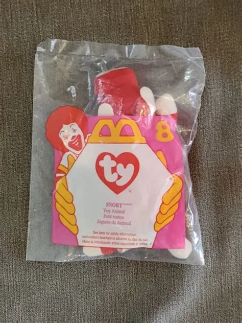 1996 MCDONALDS HAPPY Meal TY Snort The Red Bull Beanie Baby Plush Toy