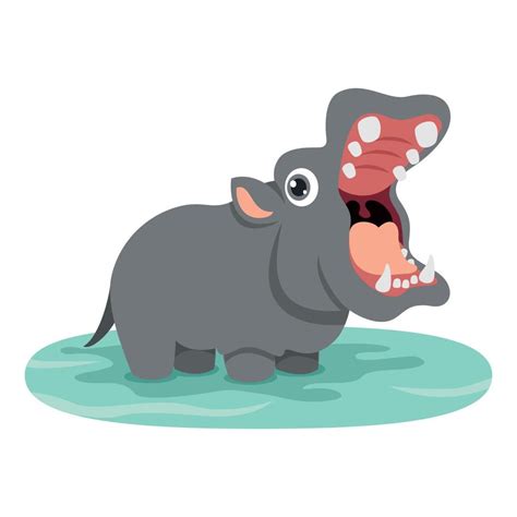 Cartoon Illustration Of A Hippo 13539269 Vector Art At Vecteezy