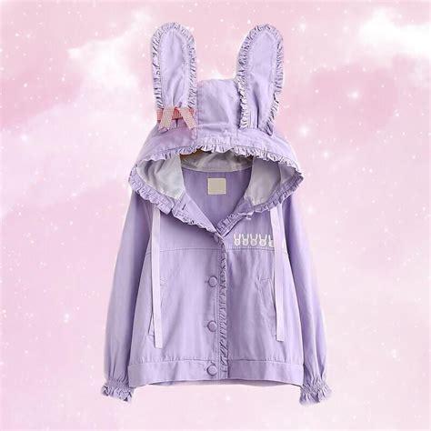 Kawaii Pastel Aesthetic Bunny Jacket With Rabbit Ears Hoodie Cute
