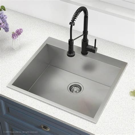 The deep 9inch bowl depth offers room for washing and rinsing while keeping the countertops dry. KRAUS Pax All-in-One Drop-In Stainless Steel 25 in. 1-Hole ...