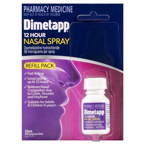 Buy Dimetapp 12 Hour Nasal Spray Refill 20ml Online At Epharmacy®