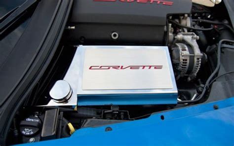 Stainless And Carbon Logo Fuse Box Cover For C7 Corvette Stingray
