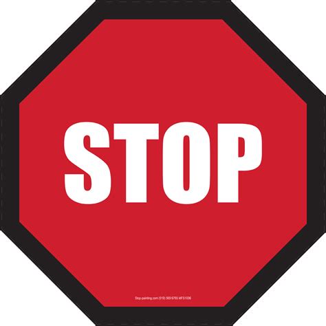 Stop Floor Sign 18 Octagon Border