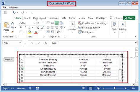 Insert An Excel Spreadsheet Into Word 2016 365 2019 Documents