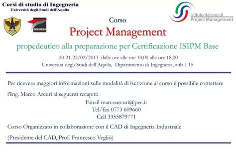 Ppt Corso Project Management Propedeutico Alla Preparazione Per