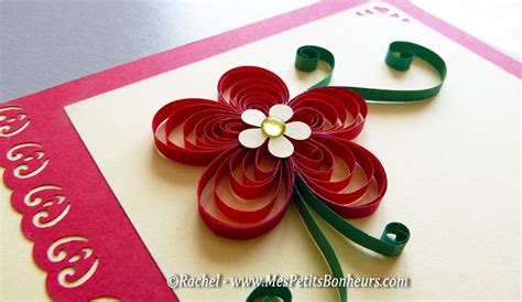 cartes fête des mères avec fleur en relief en quilling