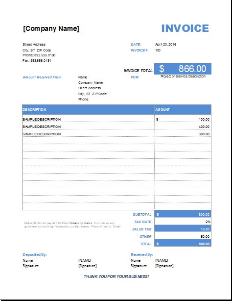 10 Invoice Templates For Every Business Formal Word Templates