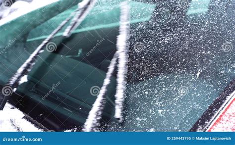 Blurred Wipers Sweep Snow Car Windshield In Winter Car Wipers Clean