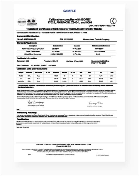 Gauge Calibration Certificate Ar
