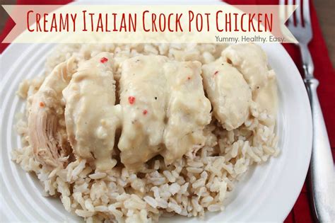 There are many different variations, but the standard recipe put everything except for the cream cheese into the crockpot. Creamy Italian Crock Pot Chicken - Yummy Healthy Easy