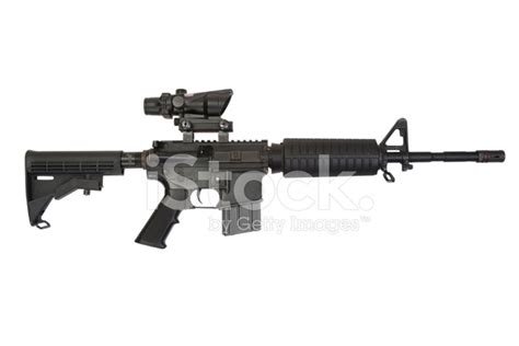 Special Forces Rifle M4 Isolated On A White Background Stock Photo