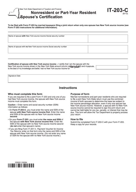 Fillable Form It 203 C Nonresident Or Part Year Resident Spouses