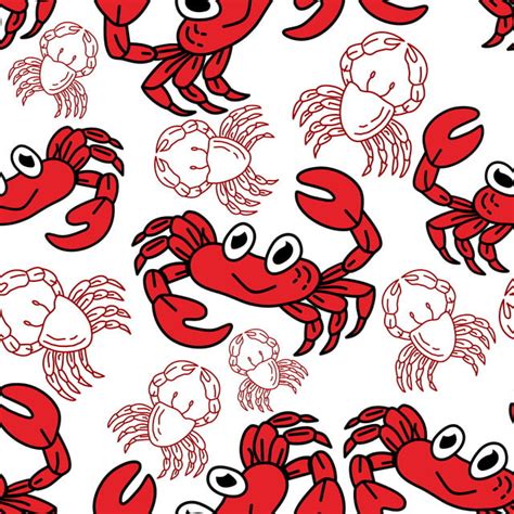 Crab Pattern Seamless Design Template Vector Ocean Background Crab