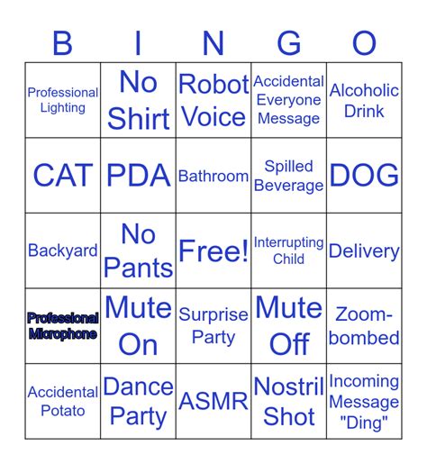 Zoom Call Bingo Card
