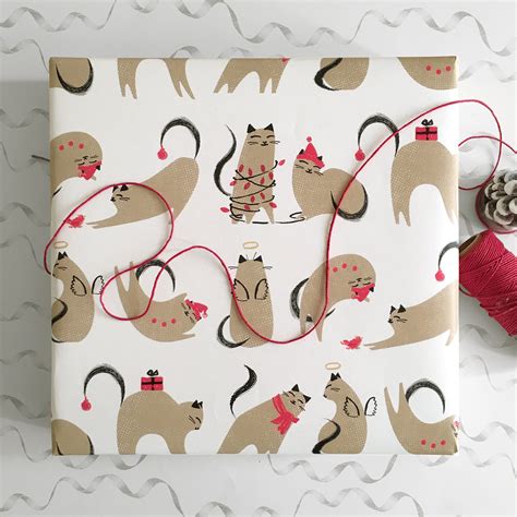 Cat Wrapping Paper For Christmas Christmas T Wrapping Cat Etsy