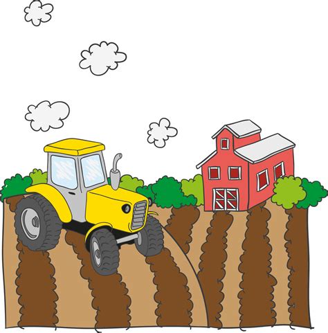 Farm Vector Field Vector Tractor On Farm Farm Png Download 1847