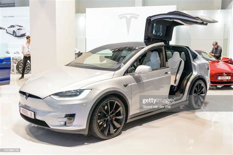 Tesla Model X P90d Full Electric Luxury Crossover Suv Car Front View