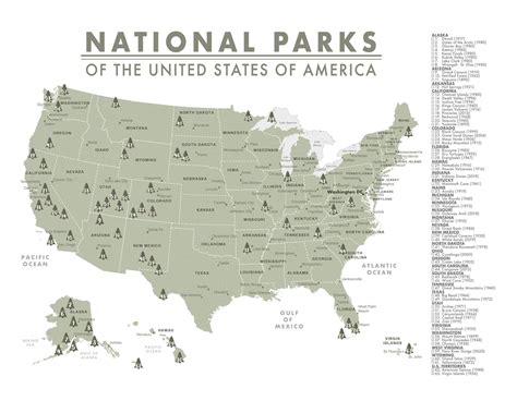 Detailed 63 National Parks Map Of The United States Parks Etsy Australia
