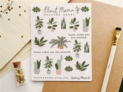 Plant Mama Bujo Sticker Sheet Cute Stickers Planner Etsy