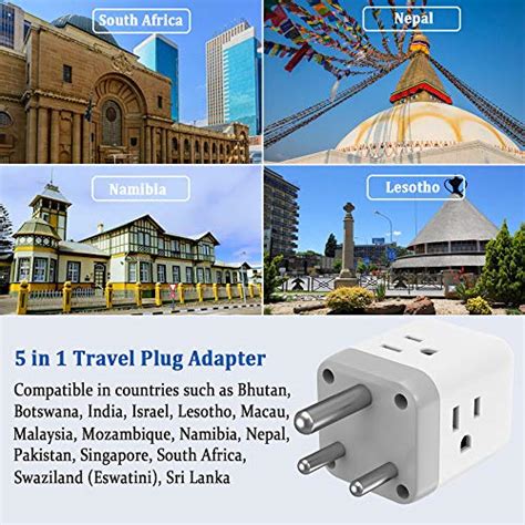 South Africa Power Adapter Tessan Type M Travel Adapter Plug With 3 Us