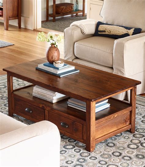 Rustic Wooden Coffee Table Storage At Llbean