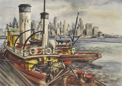 Reginald Marsh 1898 1954 Tug Boats New York Christies