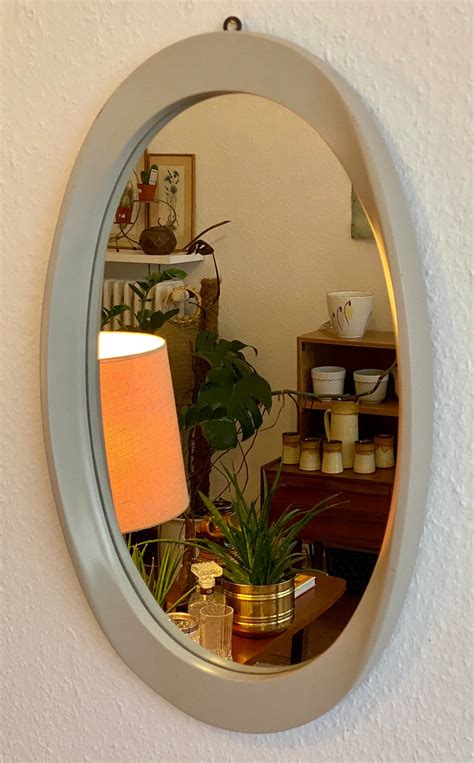 An Oval Wall Mirror From The 70s Etsy
