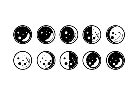 Moon Phases Silhouettes Svg Cut File By Creative Fabrica Crafts