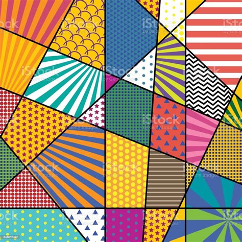 Colorful Trendy Geometric Flat Elements Of Pattern Pop Art Style