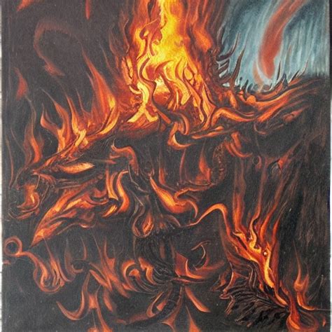 Drawing Of Dantes Inferno Flames Fire Oil Painting Arthubai