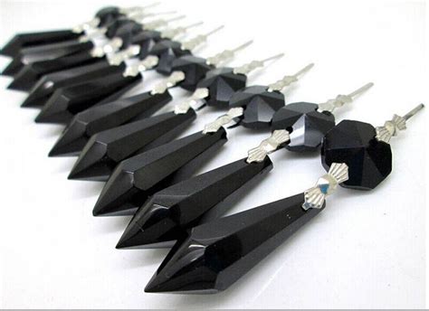 Free Shipping 100pcs 80mm Black Crystal Glass Icicle Prism Drop Pendant