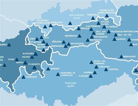 The Alps Ski Resort Map France Switzerland Austria Etsy Uk