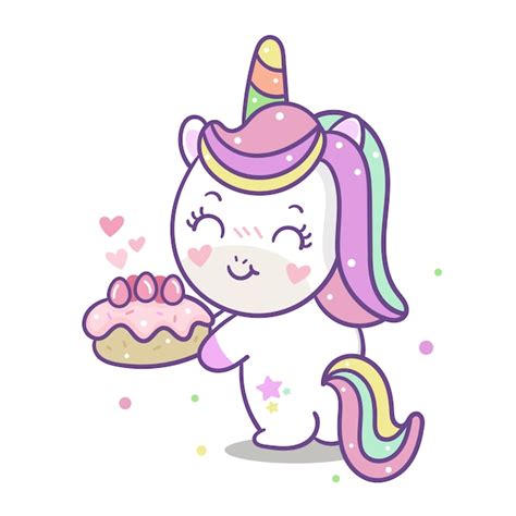 Premium Vector Cute Unicorn Vector With Cake Cartoon