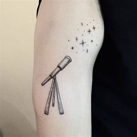 Telescope Tattoo And Stars By Pokeeeeeeeoh Hand Poked Tattoo Tattoo