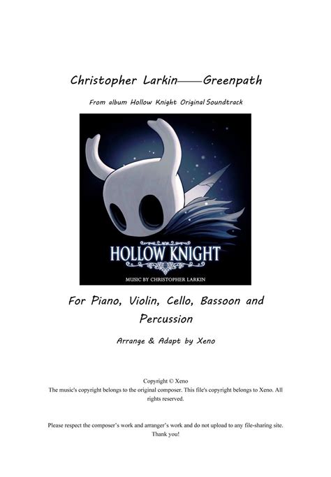Christopher Larkin Greenpath Hollow Knight Ost Sheets By Xeno