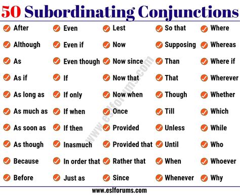50 Important Subordinating Conjunctions In English Grammar Esl Forums