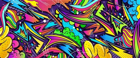 Graffiti Doodle Art Background Com Cores Vibrantes Estilo Desenhado à
