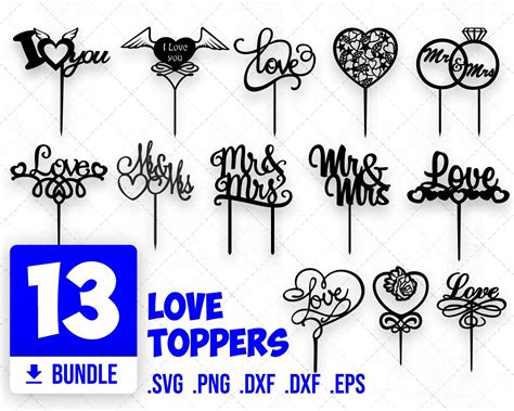 wedding toppers svg figurines on cakes svg love toppers svg png dxf eps pdf canvas