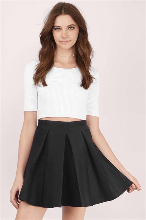 Myah Pleated Skater Skirt In Black In 2021 Skater Skirt Fashion