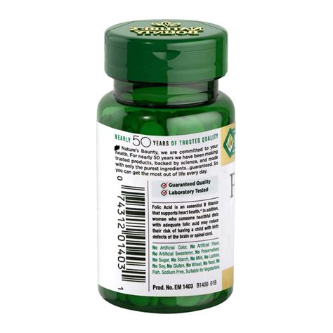 Pureformulas.com has been visited by 10k+ users in the past month Buy Nature's Bounty Folic Acid, 400mcg, 250 Tablets ...