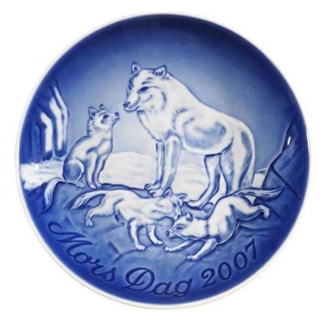 Bing And Grondahl Mothers Day Plate 2007 Arctic Fox With Cubs Decor