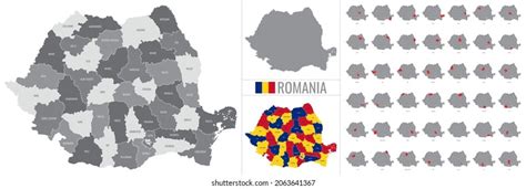 Detailed Vector Map Regions Romania Flag Stock Vector Royalty Free