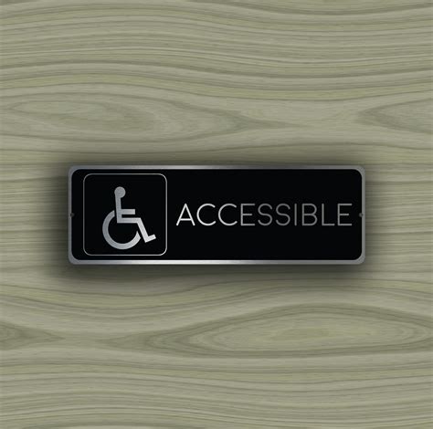 Where a cavity slider door is used fit projecting vertical pull handles to both sides of the door but ensure clear opening widths are achieved. Disabled Toilet Door Sign Accessible Restroom Sign Brushed ...