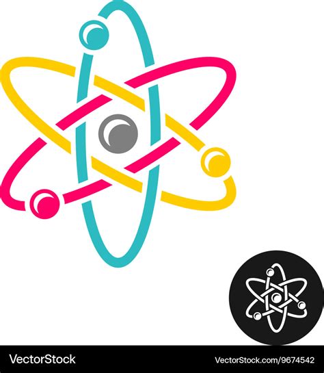 Atom Logo Colorful Physics Science Concept Symbol Vector Image